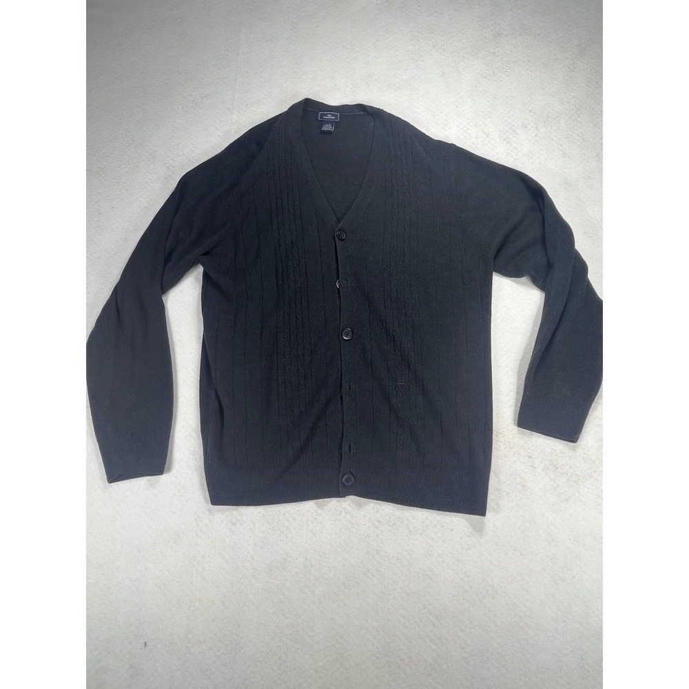 Dockers Cardigan Sweater Mens XL Extra Large Charcoal Gray Cable Knit Grandpa